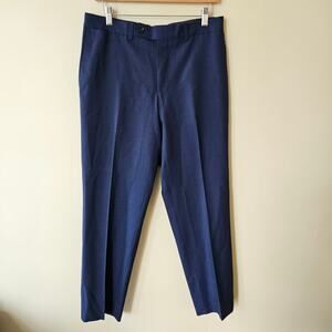 Ted Baker Jefferson 100% Wool Dress Pants 35x29 Flat Front Blue Career Preppy